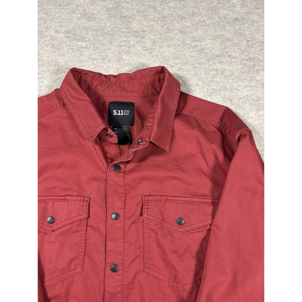 5.11 Tactical Gunner Shirt Mens XL Red Snap Front Long Sleeve Workwear